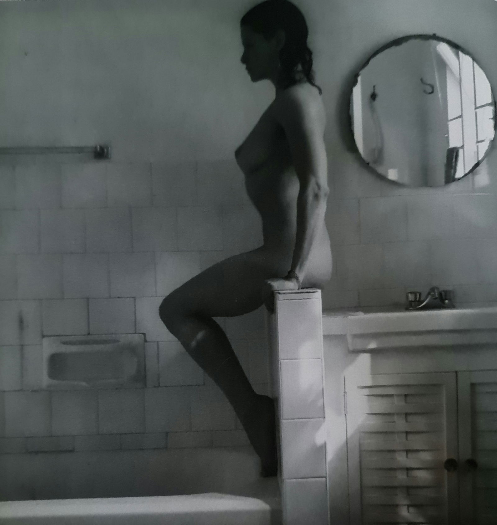Robert Mapplethorpe, Lisa Lyon seated over tub: Photographer: Robert Michael Mapplethorpe (1946-1989) was an American photographer, best known for his black-and-white photographs. His work featured an array of subjects, including celebrity portrait