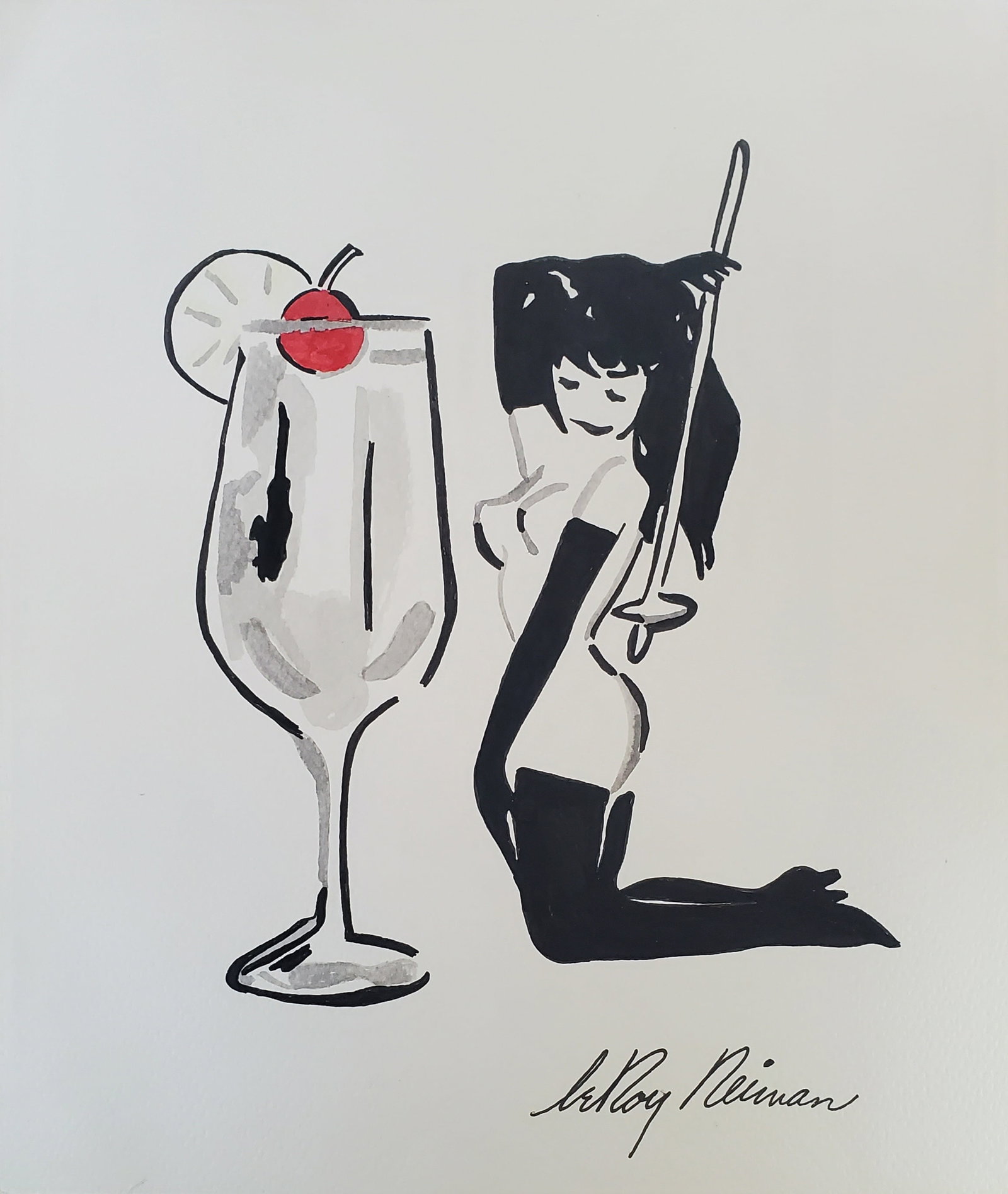 LeRoy Neiman, Playboy Femlin sweet as lemonade, Original Signed Watercolor Drawing: Artist: LeRoy Neiman Title: Playboy Femlin Medium: Watercolor on Paper Subject: Playboy Magazine Femlin Condition: Very Good Size: 9.75 x 8.25 Condition: Very Good - Excellent