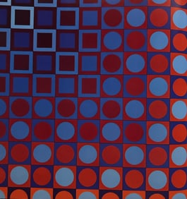 Victor Vaserely, Red and Blue Spheres and Backgrounds 3
