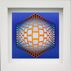 Victor Vasarely, "Tegla-Hat, 1972" Monograph On Paper, Framed