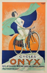 Cycles Onyx by Fritayre Original 1925 Vintage French Bicycle Company Stone Litho 1925