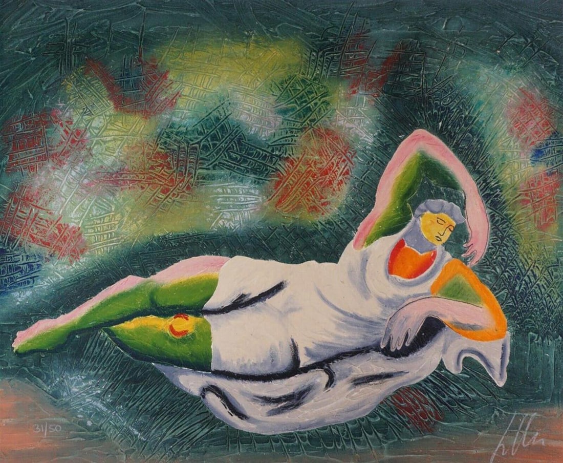 Sandro Chia, 'Untitled #3', Signed Limited Edition Etching, 1990: Artist: Sandro Chia (1946 - Present) Title: Untitled #3 Medium: Carborundum etching with hand coloring Signed: Hand Signed Edition: Out of 50 Origin: Paris Measurements: 38" x 45" Year: 1989-1990 Publ