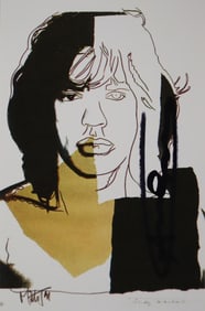 Andy-Warhol "Mick Jagger-FSII.147" Framed Announcement card, Hand signed