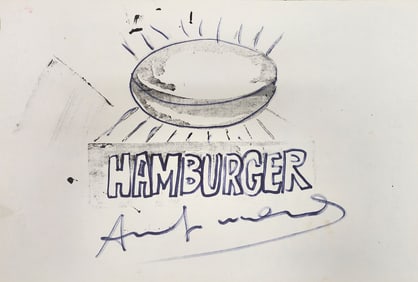 Andy Warhol, Hamburger, 1986 - Silkscreen, Unique Mixed Media work on paper