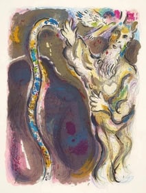 Marc Chagall 'God Turns Moses Staff into a Serpent, 1966' original lithograph