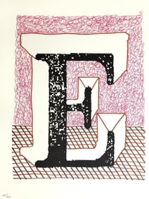 David Hockney, Letter E - Framed Lithograph