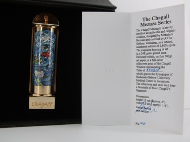 Marc Chagall, 'Reuben' Silk Screen in 24K Gold Plated Limited Edition Mezuzah