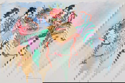 Itzchak Tarkay, Original Hand-Signed Watercolor Painting On Paper- II