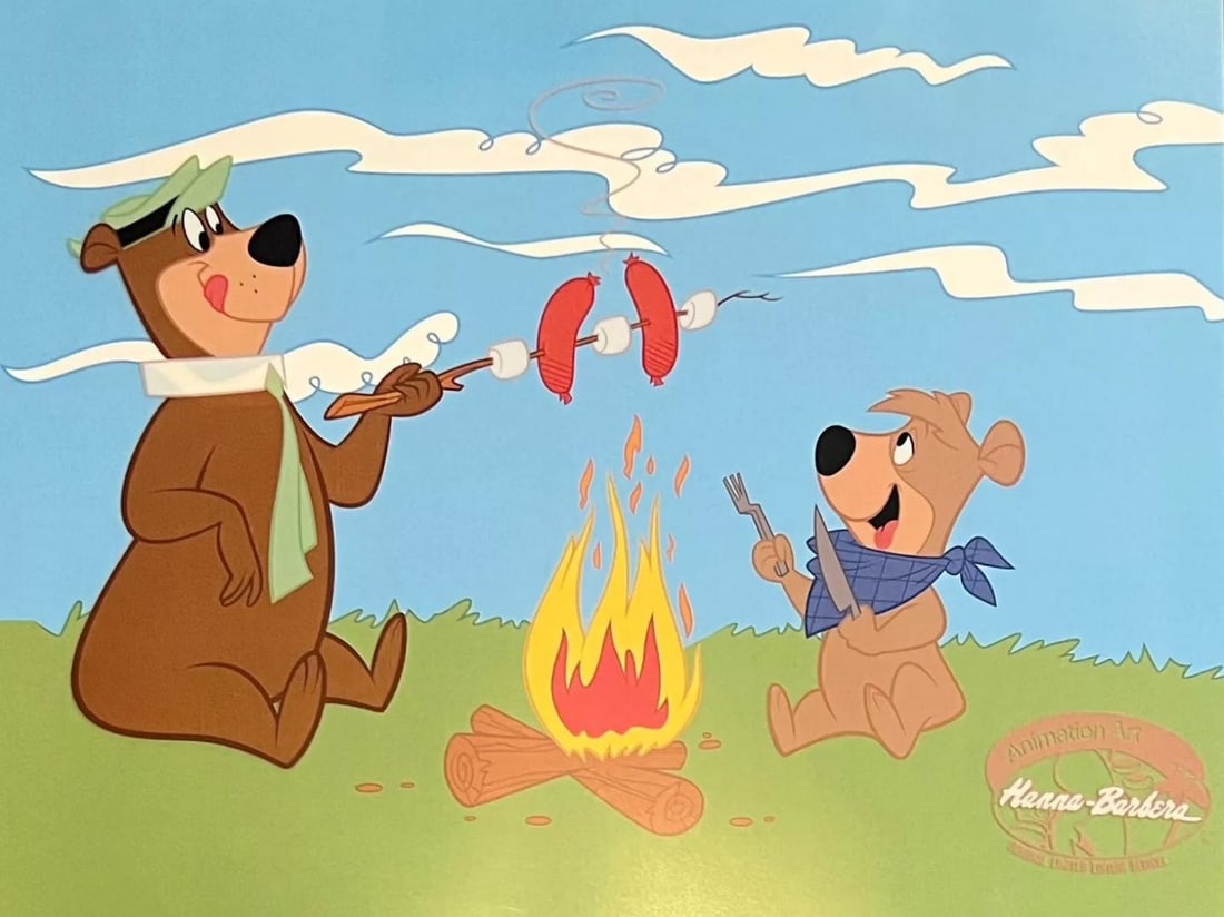 Hanna-Barbera, Yogi Bear & Boo Boo - Campfire, Limited Edition Animation Cel (1 of 1)