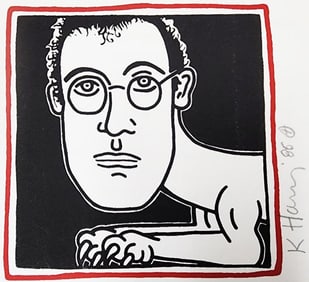 Keith Haring, "Self-Portrait" (Invitation To Palladium Haring Dinner Party) 1985