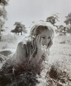 Terry O'Neill, 'Ursula Andress laying in the grass', 1965