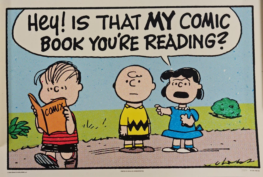 Charles Schulz "My Comic" 33/170, Screen Print 2023: Artist: Charles Schulz Title: "My Comic" Size: 18" x 24" Technique: Silkscreen Edition: 33/170 Release Date: 2023 Published by MONDO