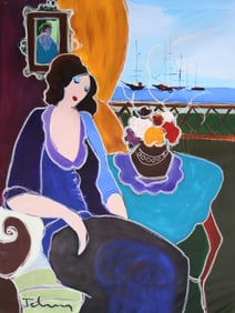 Itzchak Tarkay, 'Delila' Original Mixed Media On Canvas 30 x 40