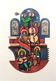 Amram Ebgi, 'Five Musicians', Embossed Signed Limited Edition Serigraph