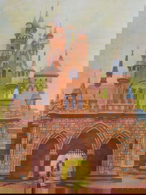 Charles Boyer, 'Footsteps' - Sleeping Beauty's Castle, Signed Limited Edition Disneyland Lithograph,