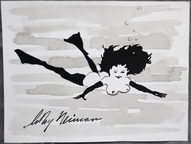 LeRoy Neiman, Playboy Femlin - Swims, Original Drawing