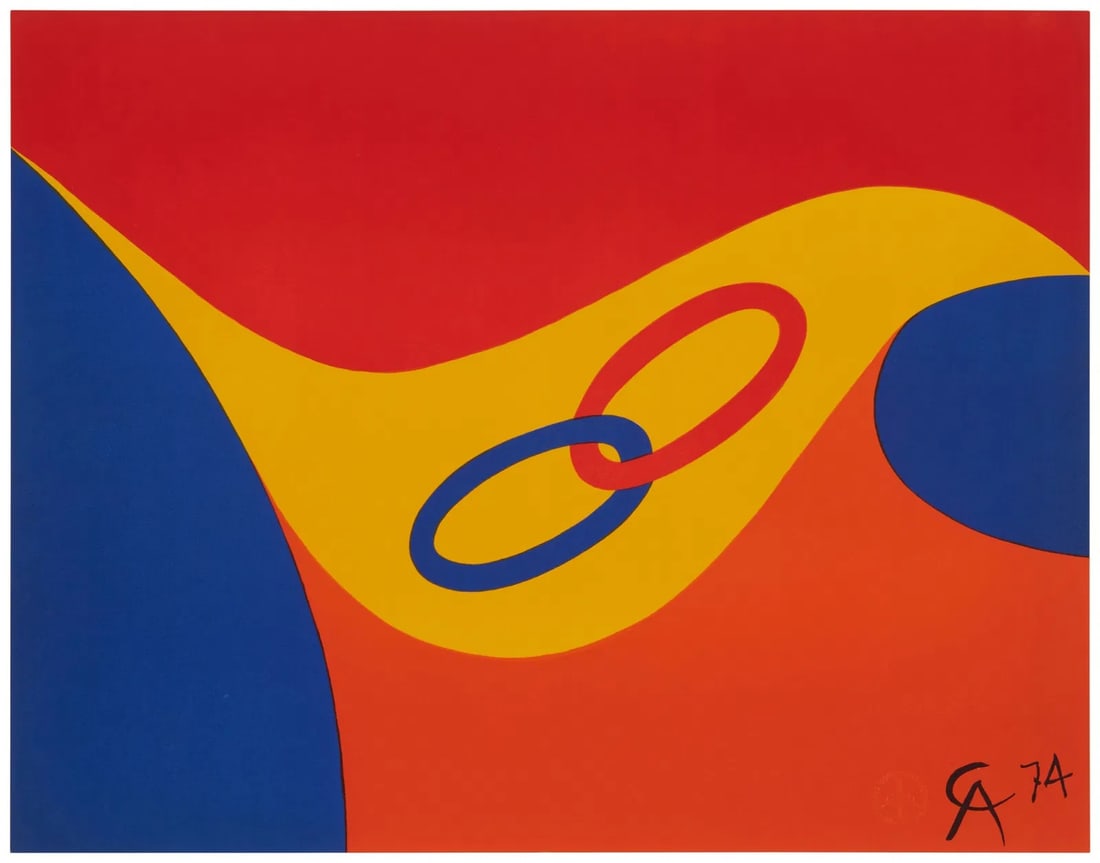 Alexander Calder, 'Friendship' from Flying Colors Suite, 1974-1975: Artist: Alexander Calder (1898-1976) Title(s): Sky Swirl, Sky Bird, Convection, Beastie, Friendship, and Sunburst (from the Braniff International Airways Flying Colors Collection) Year: 1974 Medium: L