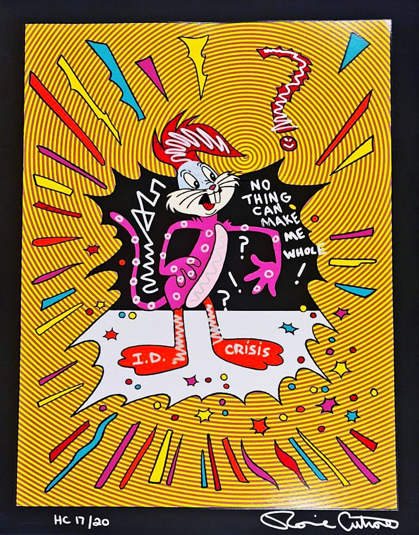 Ronnie Cutrone, Identity Crisis (Embellished), Signed Limited Edition, Serigraph: Artist: Ronnie Cutrone Title: Identity Crisis (Embellished) Medium: Serigraph Year: 1989 Size: 40" x 30" Edition: Out of 20 Hand-Signed & Numbered Condition: Excellent Certificate of Authenticity is i