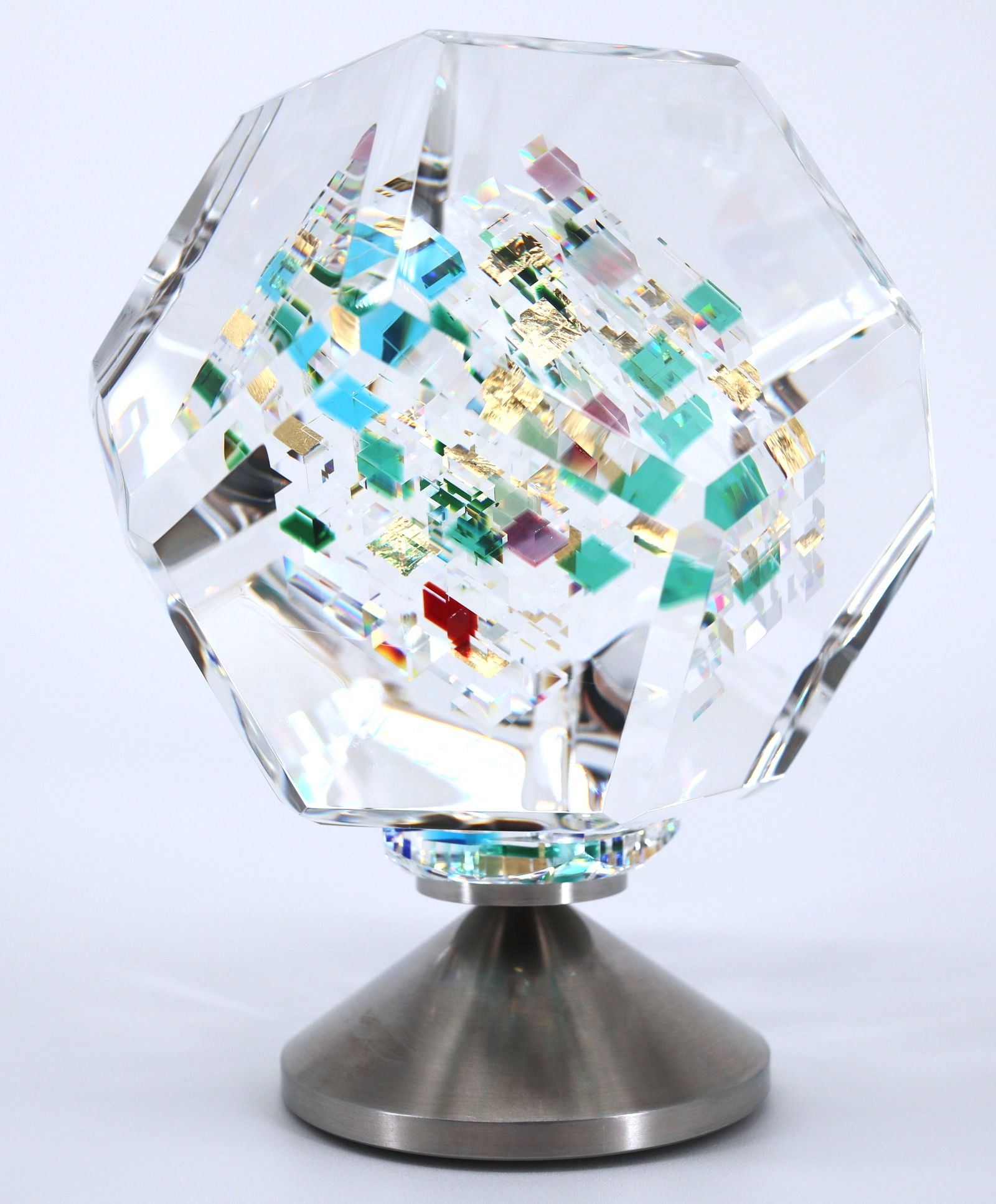Jon Kuhn, 'Wings of Heat', 12-Sided Dodecagon Glass Sculpture on rotating base, 2023 (1 of 15)