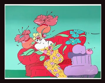 Peter Max "Flower Lady" 1989, Screent print, Signed and Numbered