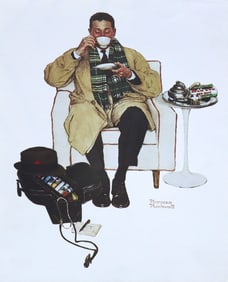 Norman Rockwell, Doctor Relaxing with Tea, Lithograph