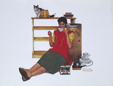 Norman Rockwell, Housewife at Tea Break, Lithograph