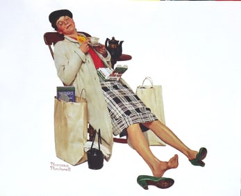 Norman Rockwell, Woman Relaxing with Tea, Lithograph
