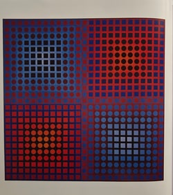 Victor Vaserely, Red and Blue Spheres and Backgrounds 5