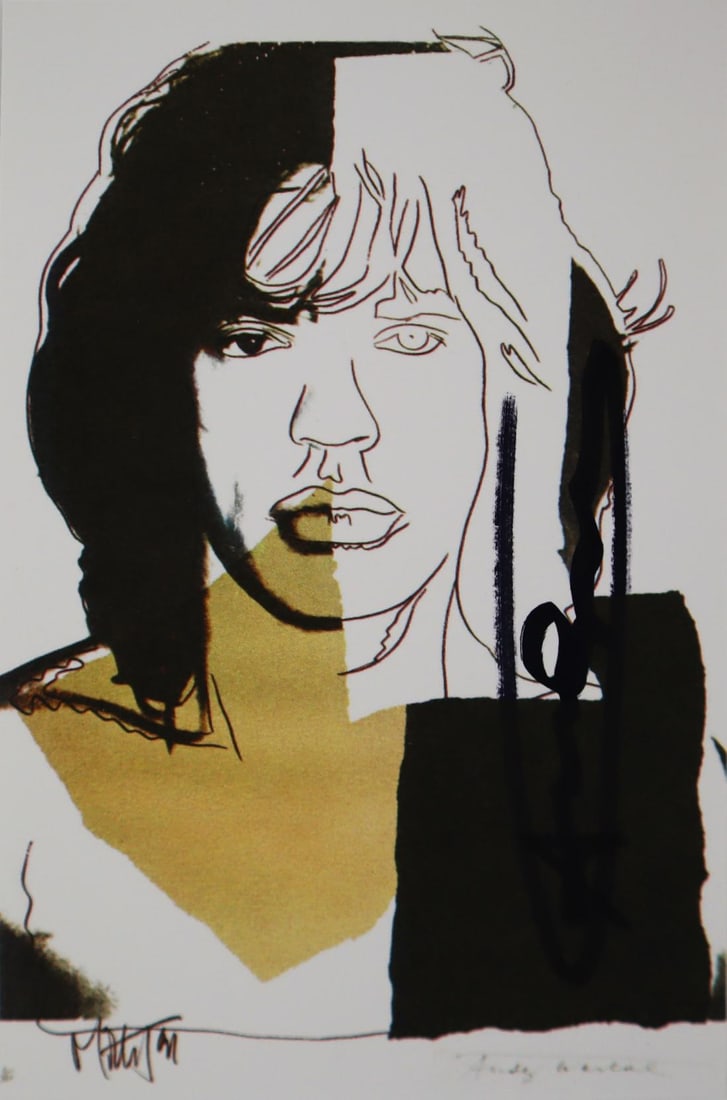 Andy-Warhol "Mick Jagger-FSII.147" Framed Announcement card, Hand signed (1 of 1)