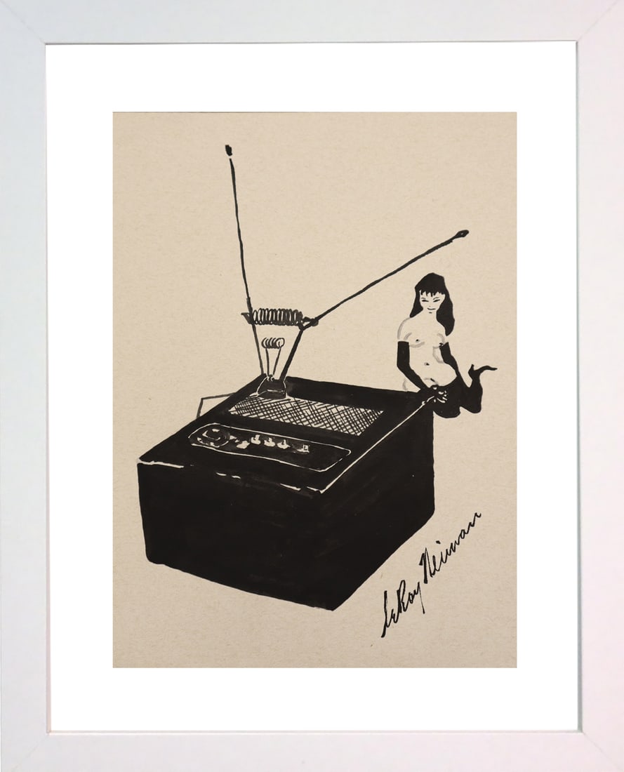 Playboy | LeRoy Neiman Femlin Radio, Original Drawing: Artist: LeRoy Neiman Medium: Watercolor on Paper Subject: Playboy Magazine Femlin Condition: As Is Size: 12.5"x8.75" Origin: USA Year: Circa 1990's to early 2000's Edition: Original Artist Bio: LeRoy