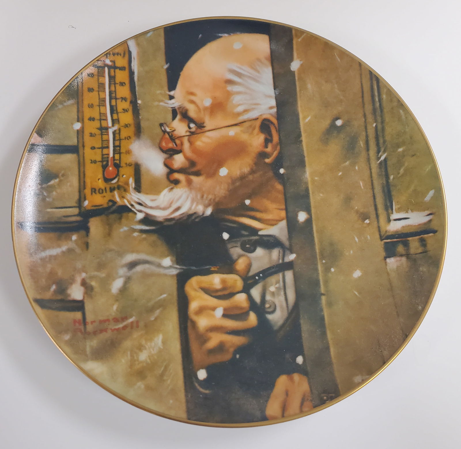 Norman Rockwell Old Man Winter Vintage Collectors Plate: Norman Rockwell 1988 Vintage Collectors Plate Comes With COA from Edwin M Kowles China Company In Excellent Condition
