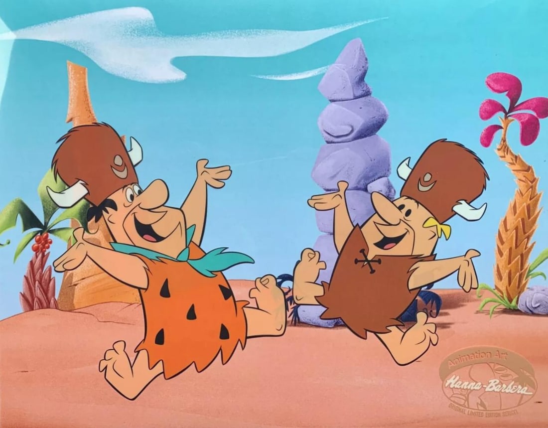 Hanna-Barbera, 'Fred & Barney', Limited Edition Sericel: Limited edition sericel of The Flintstones titled "Yabba Dabba Doo". This fantastic animation features Fred Flintstone and Barry Rubble as they appeared in the original animated cartoon. Measures 14"