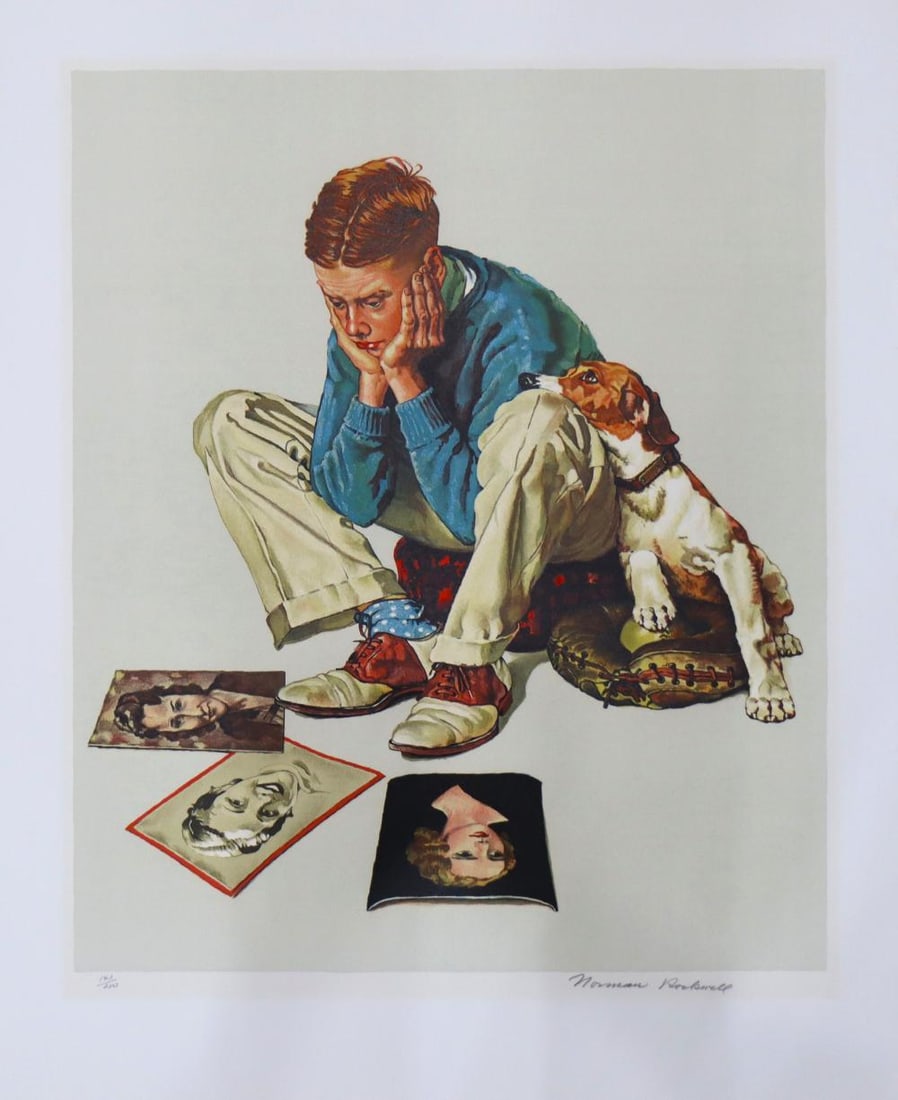 Norman Rockwell 'Star Struck' Signed & Numbered, 1980 Original Color Lithograph: "Starstruck", by Norman Rockwell Media: Lithograph on Paper Image Dimensions: 30" x 24" Year Produced: 1968 Edition Size: 200 Numbered (1-200), 60 Artist proof Edition Number: 140/200 Signed and Numbe