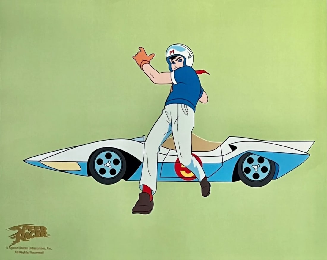 Funimation, Speedracer & the Mach 5, Limited Edition Animation Cel: Limited edition Sericel titled “SPEED RACER MACH 5”. This Cel measures 11? x 14?, comes unframed, in excellent condition. Comes with a complimentary laser background. Comes with a gallery cert