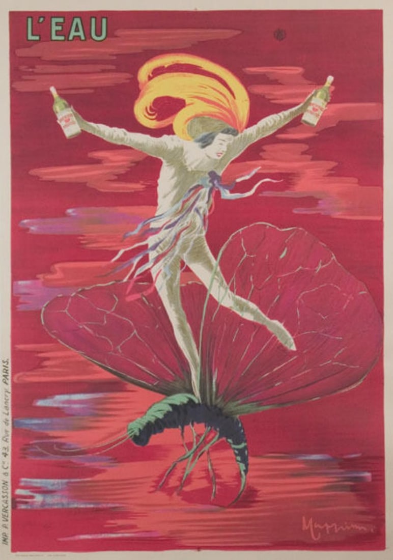 Original 2nd Edition Vintage Poster L'Eau: ORIGINAL LITHOGRAPH ON PAPER Brand: RIVE GAUCHE LITHO , INC. Title: L'EAU Type of Advertising: Drinks SIZE: 52" X 36 Date of Creation: 1990-1998 Country of Manufacture: France Original 2nd edition was