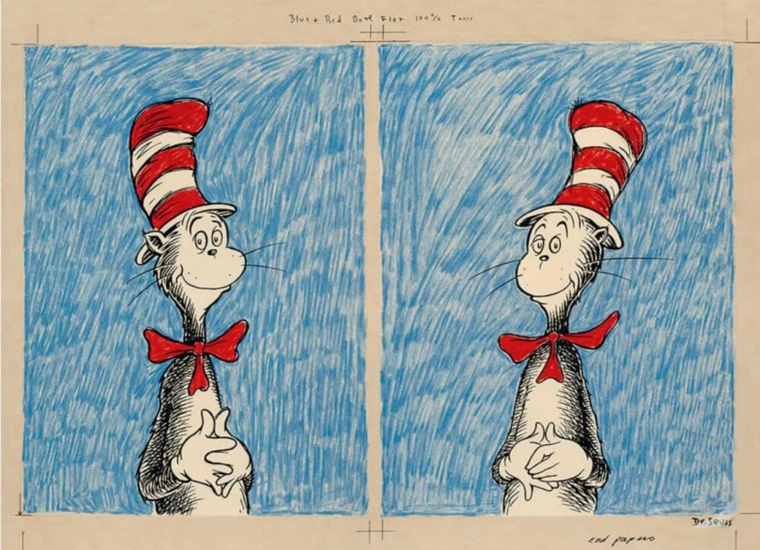 Dr. Seuss, 'The Cat's Debut - Diptych', Signed Limited Edition Serigraph: Dr Seuss THEODOR GEISEL "THE CAT'S DEBUT - DIPTYCH" Limited Edition - Serigraph on Coventry Paper Authorized Estate Edition Edition Size: 850 Arabic Numbers 99 Patrons’ Collection 155 Collaborators�