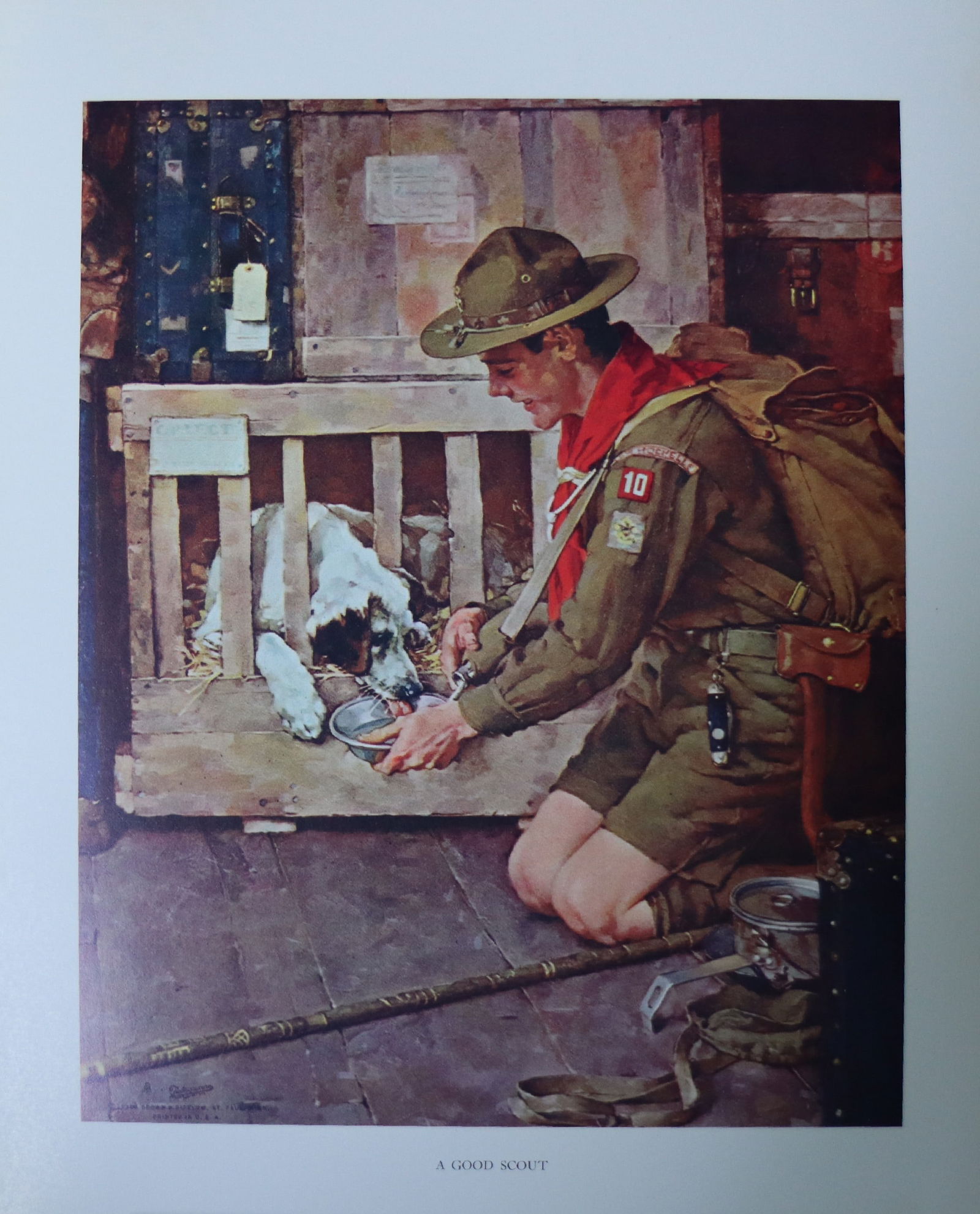 Norman Rockwell, 'A Good Scout', Offset Lithograph, 1969: Artist: Norman Rockwell (American, 1894-1978) Title: Surface: Gloss Paper Type: Offset Lithograph Year: 1969 Size: 14"x11" inches (35.6 x 27.9 cm) (sheet, each)Origin: USA Signed: No Artist Bio: First