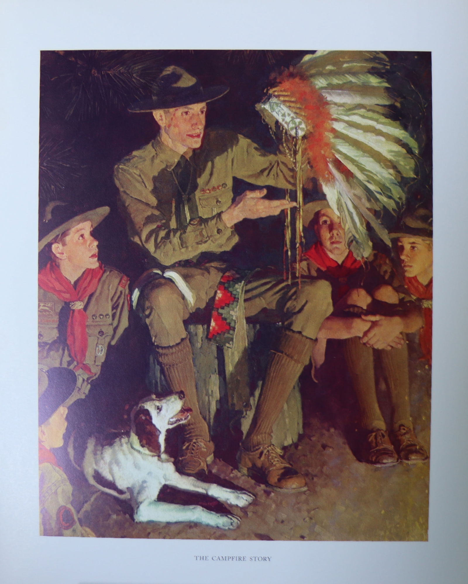 Norman Rockwell, 'The Campfire Story', Offset Lithograph, 1969: Artist: Norman Rockwell (American, 1894-1978) Title: Surface: Gloss Paper Type: Offset Lithograph Year: 1969 Size: 14"x11" inches (35.6 x 27.9 cm) (sheet, each)Origin: USA Signed: No Artist Bio: First