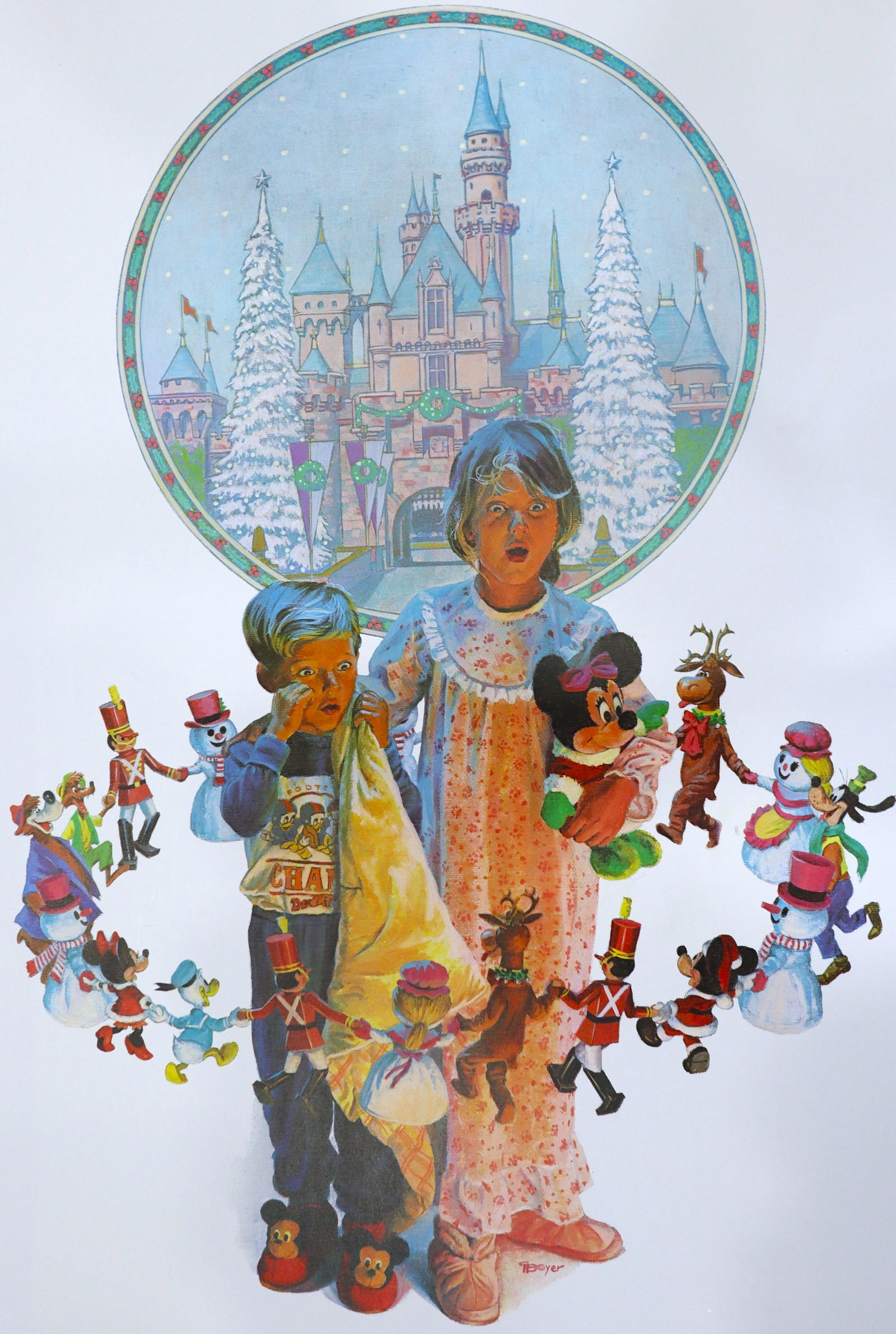 Charles Boyer, 'Christmas at Disneyland', Signed Limited Edition, Lithograph, 1988: Artist: Charles Boyer (1935 - 2021) Title: 'Christmas at Disneyland' Year: 1988 Limited Edition: 400 Signed: C Boyer Image Size: 30"x22" Type: Lithograph Material: Paper Description: Description: A ra