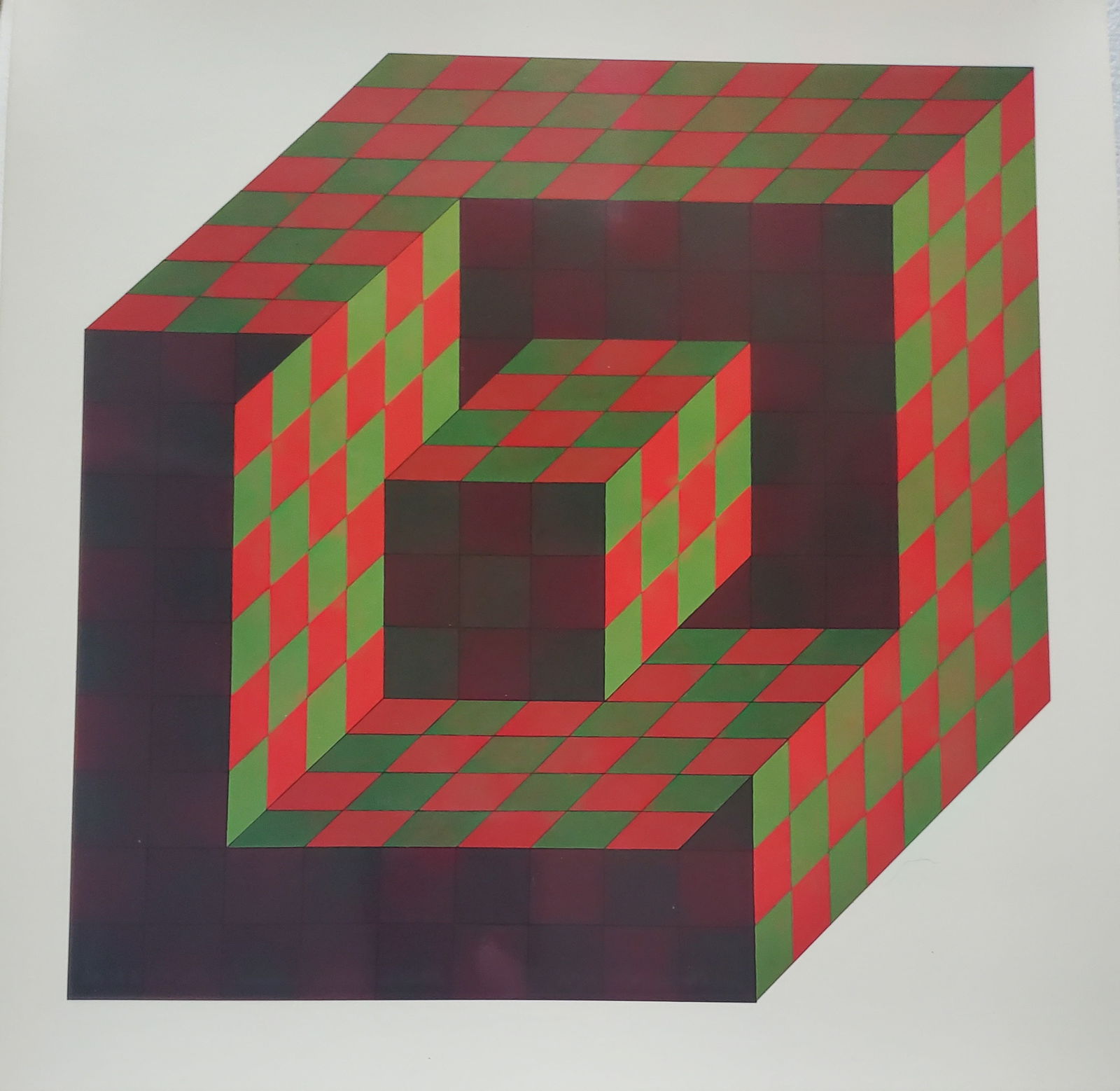 Victor Vaserely, BIDIM, 1968 Framed: Description: Title: BIDIM Type: Monograph on paper Not Signed or numbered, as published Published by Editions Du Griffon Neuchatel in 1975, and printed in Switzerland. Size 10.5 x 10.5" Framed Approx: