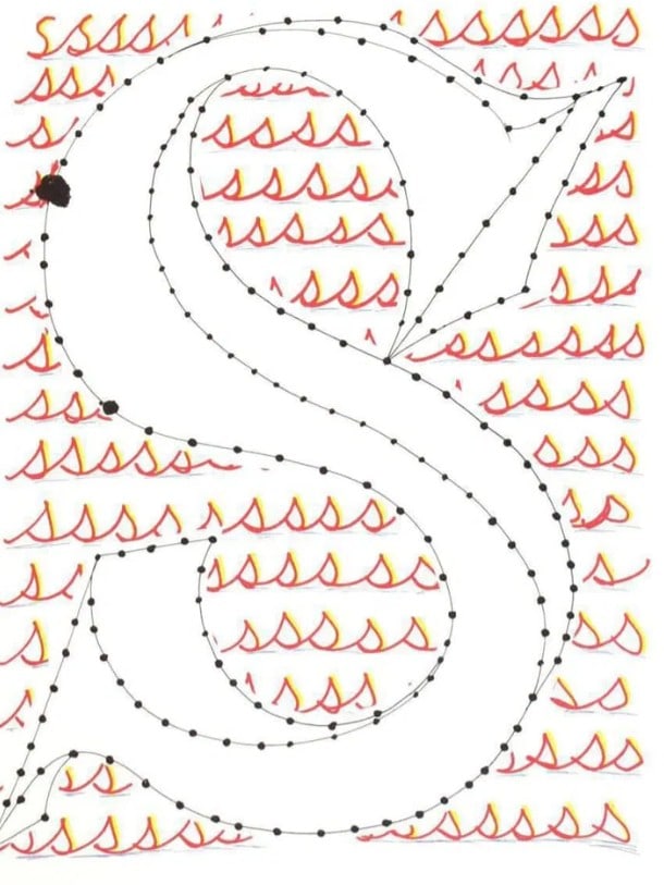David Hockney, Letter S - Framed Lithograph: Artist: David Hockney. Title: Letter S from "Hockney's Alphabet" Year: 1991. Dimensions: 12 5/8 in. by 9 5/8in. Frame size approx: 18 x 15 Inches. Publisher: Faber and Faber Limited London Suite: Hock