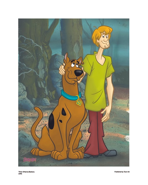 Warner Bros, Hanna-Barbera, Scooby-Doo, "Scooby And Shaggy": Title: Scooby And Shaggy Subject: Scooby Doo Publisher: Classic Moments Type: Animation Giclee Paper: MT600 Year Produced: Circa 2000-2010 Size: 16" x 20" Condition: Excellent Licensed by Warner Bros.