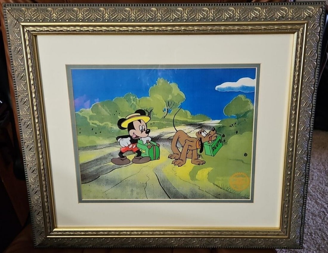 Disney, Animation Sericel" Mr. Mouse Takes A Trip" With Mickey Mouse And Pluto: Disney Animation Limited Edition Sericel Size-14 x 11 Limited Edition Sericel Mr Mouse Takes a Trip Framed Size- About 16 x 20 Condition- Excellent Comes With Certificate of Authenticity