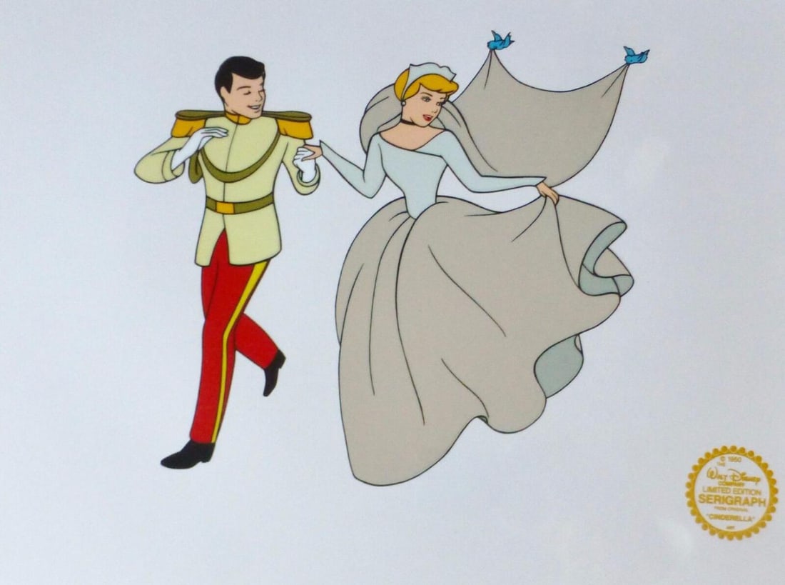 Disney, Cinderella & Prince Wedding Sericel Animation Art Cel (1 of 1)