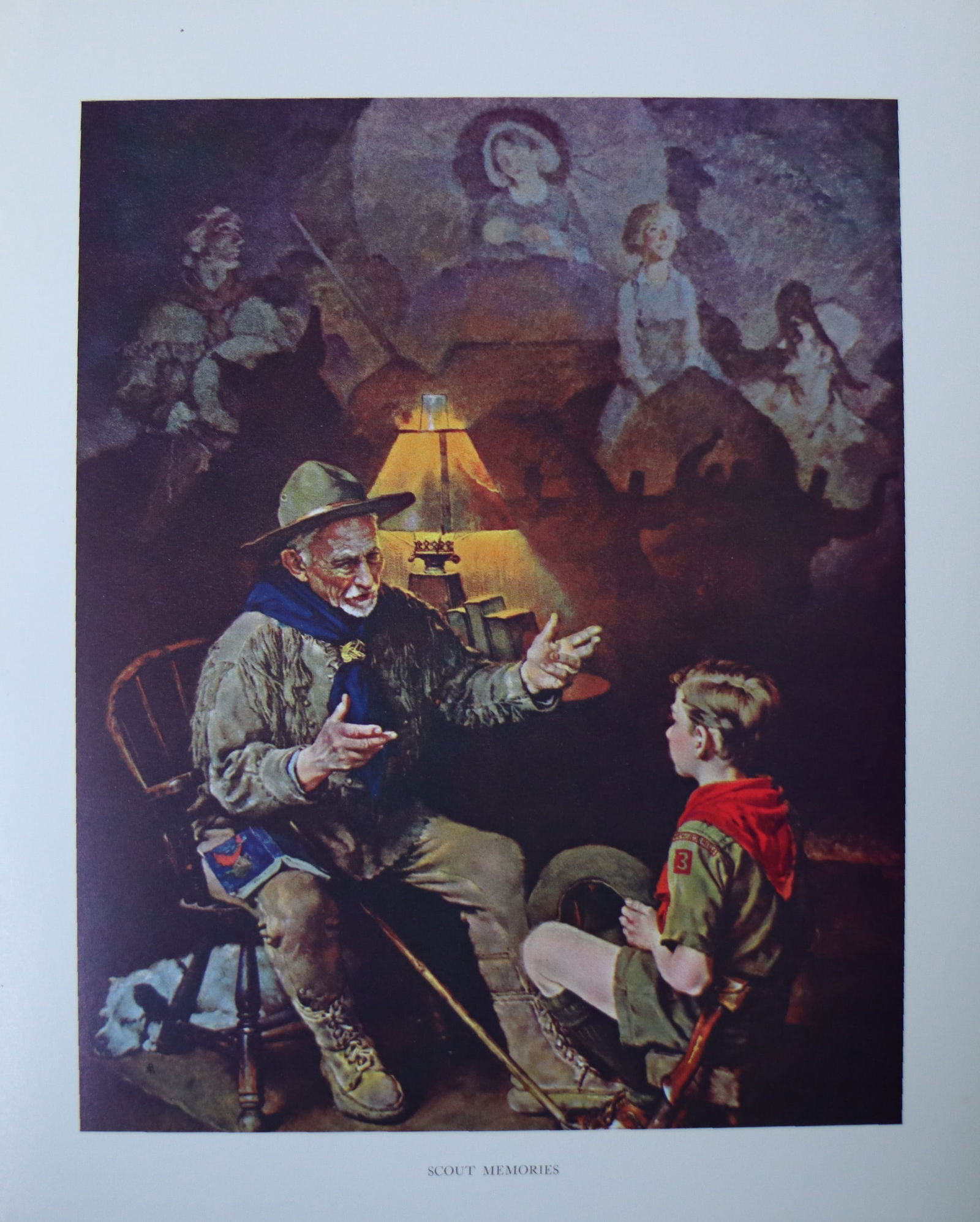 Norman Rockwell, 'Scout Memories', Offset Lithograph, 1969: Artist: Norman Rockwell (American, 1894-1978) Title: Surface: Gloss Paper Type: Offset Lithograph Year: 1969 Size: 14"x11" inches (35.6 x 27.9 cm) (sheet, each)Origin: USA Signed: No Artist Bio: First