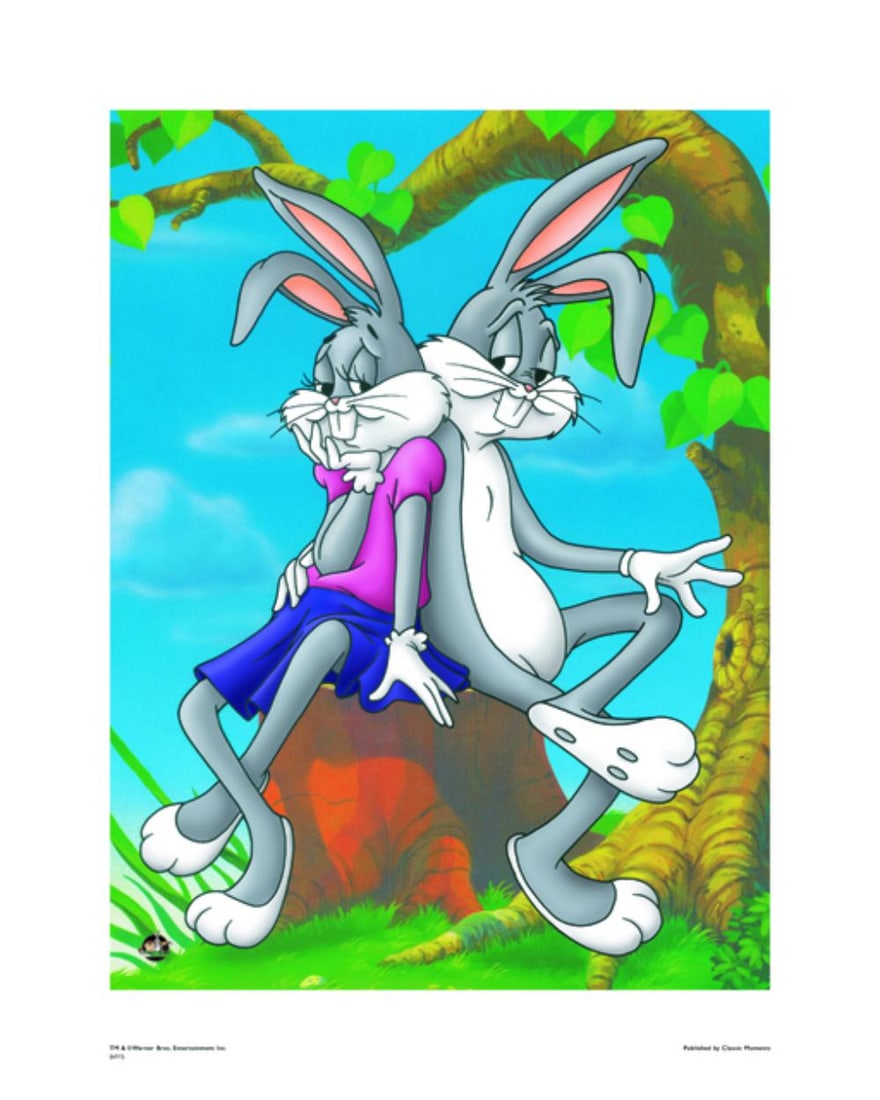 Warner Bros, Looney Tunes, Bugs Bunny, "Honey Bunny": Title: with his Honey Bunny Subject: Looney Tunes Publisher: Classic Moments Type: Animation Giclee Paper: MT600 Year Produced: Circa 2000-2010 Size: 16" x 20" Condition: Excellent Licensed by Warner