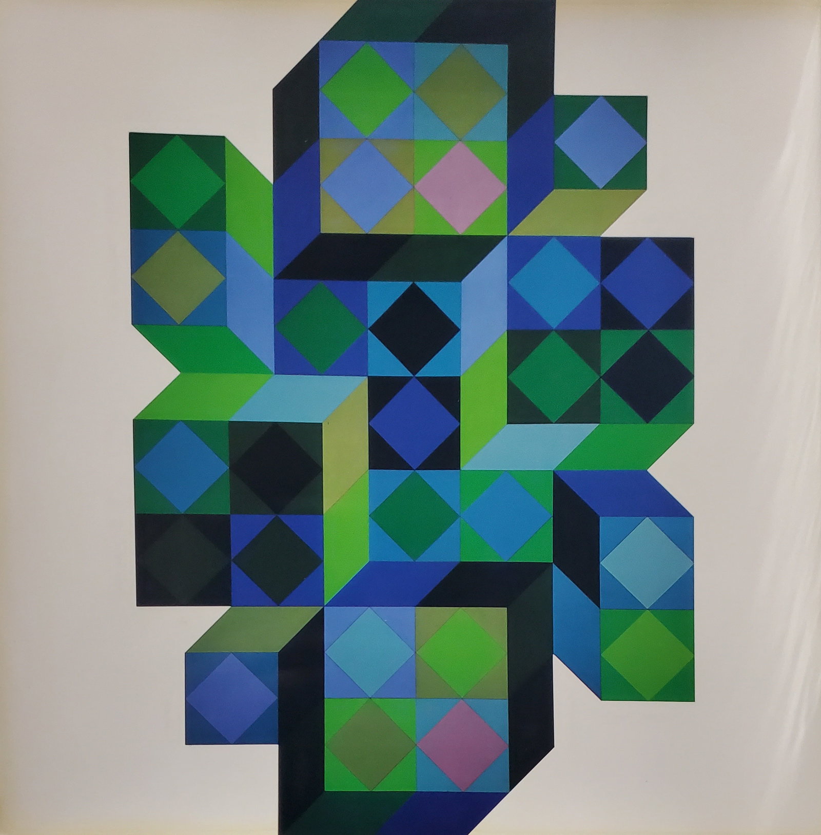 Victor Vaserely, TRIDIM-B, 1968 Framed: Description: Title: TRIDIM-B Type: Monograph on paper Not Signed or numbered, as published Published by Editions Du Griffon Neuchatel in 1975, and printed in Switzerland. Size 10.5 x 10.5" Framed Appr