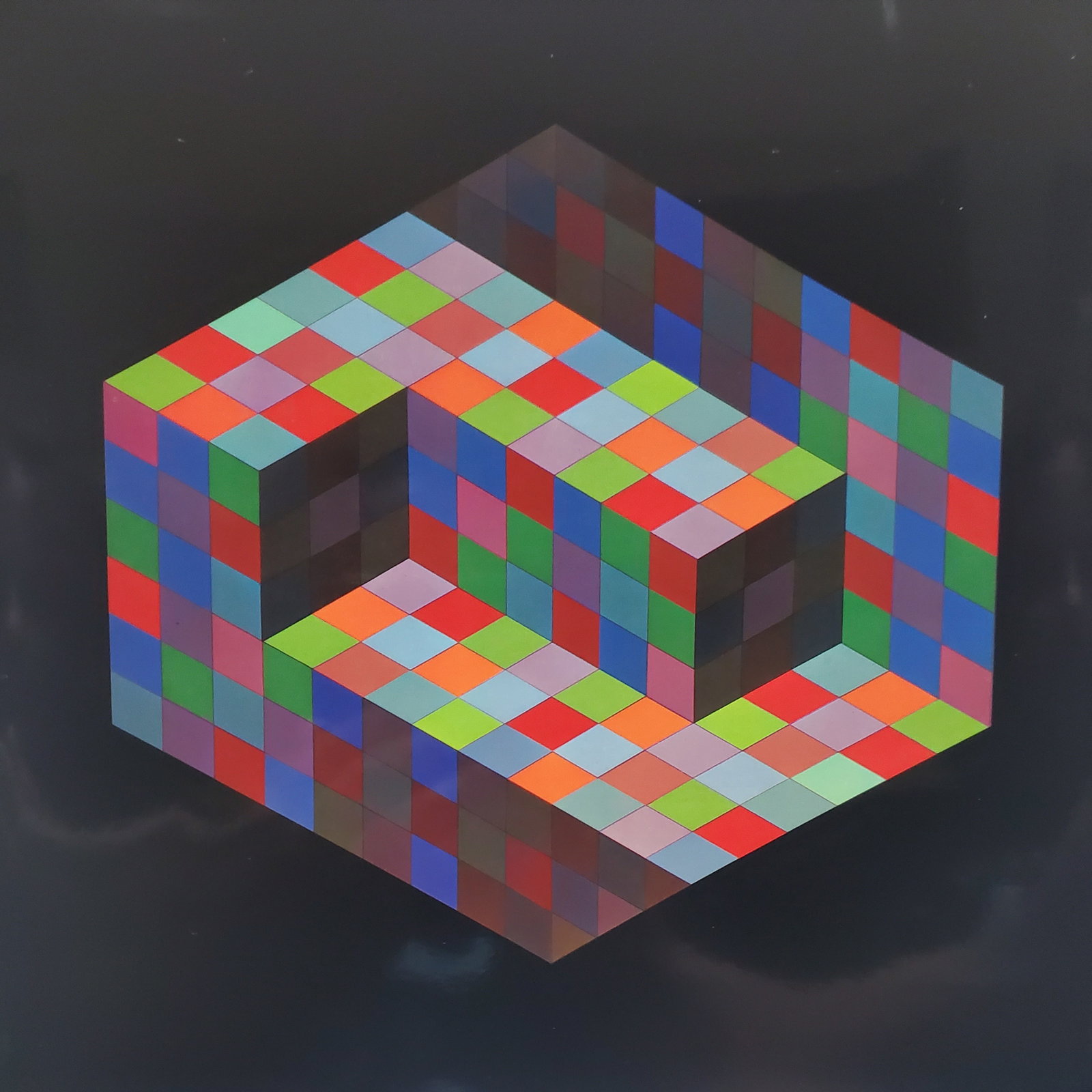 Victor Vaserely, GESTALT, 1969 Framed: Description: Title: GESTALT Type: Monograph on paper Not Signed or numbered, as published Published by Editions Du Griffon Neuchatel in 1975, and printed in Switzerland. Size 10.5 x 10.5" Framed Appro