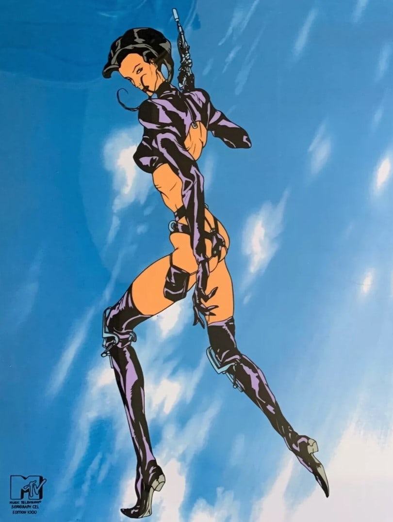 MTV, 'Aeon Flux', Limited Edition Animation Cel: Rare Limited Edition Sericel of AEON FLUX from the MTV Studios animated series Aeon Flux (1991-1995). Produced in 1995 from a limited edition of 1000. This sericel bears an MTV Seal Of Authenticity. M