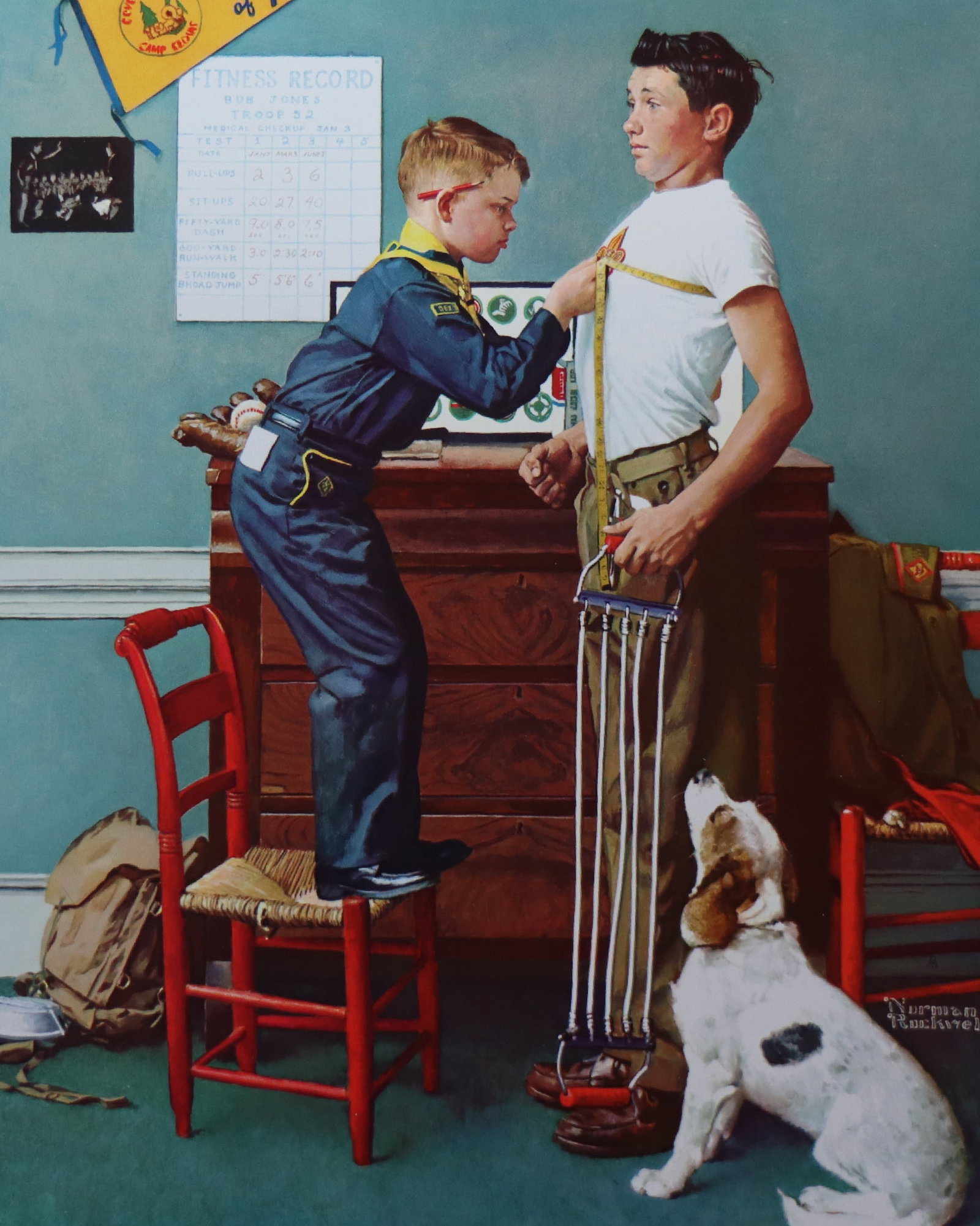 Norman Rockwell, 'To Keep Myself Physically Strong', Offset Lithograph, 1969: Artist: Norman Rockwell (American, 1894-1978) Title: Surface: Gloss Paper Type: Offset Lithograph Year: 1969 Size: 14"x11" inches (35.6 x 27.9 cm) (sheet, each)Origin: USA Signed: No Artist Bio: First